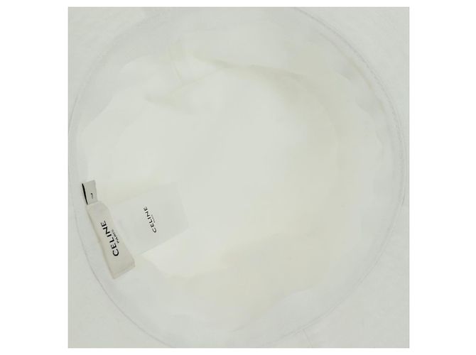Céline Cappello Bucket CELINE in cotone L bianco Auth 175079M - vista 9