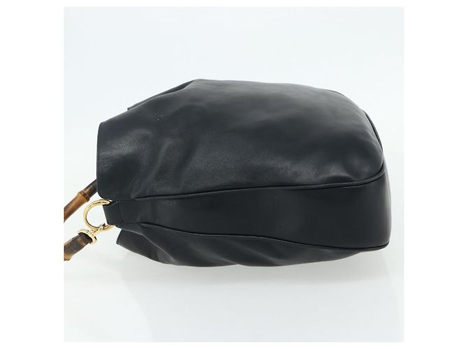 Borsa a Spalla GUCCI Bamboo in Pelle Nera e Oro 001 1577 2615 Auth bs34923 Nero D'oro - vista 3