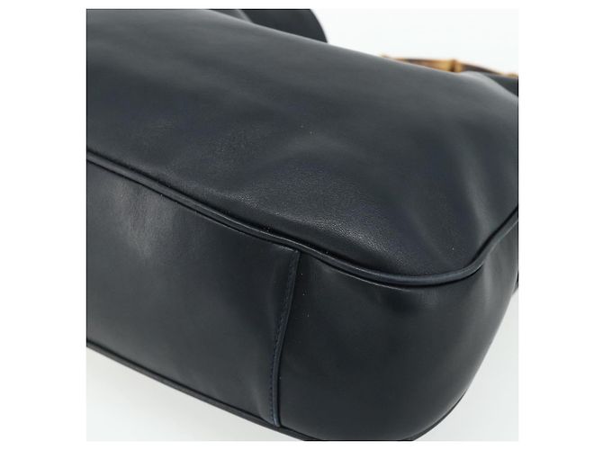 Borsa a Spalla GUCCI Bamboo in Pelle Nera e Oro 001 1577 2615 Auth bs34923 Nero D'oro - vista 9