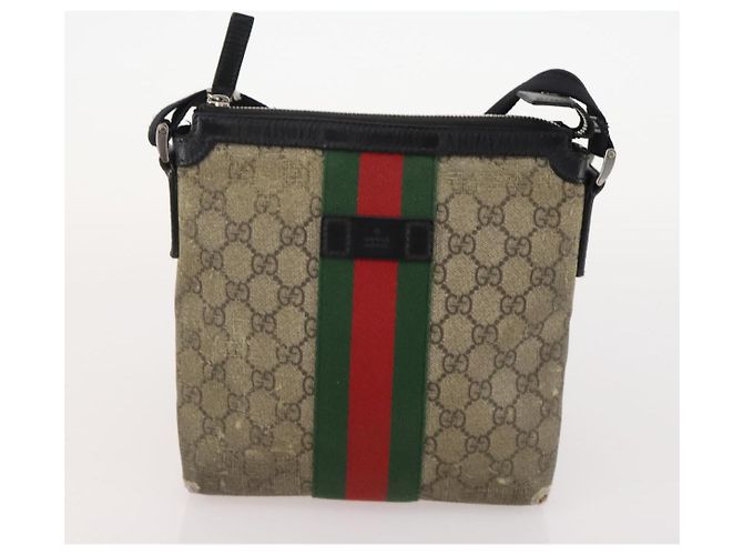 Borsa a tracolla GUCCI GG Canvas GG Supreme 3 Set Beige Marrone Auth am11364 - vista 17