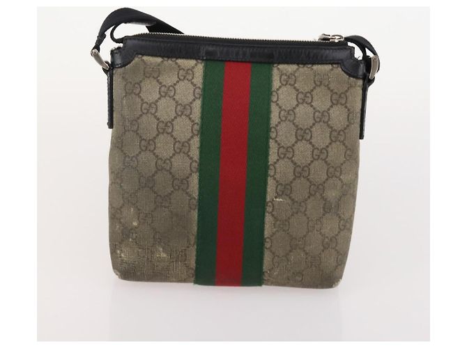 Borsa a tracolla GUCCI GG Canvas GG Supreme 3 Set Beige Marrone Auth am11364 - vista 18