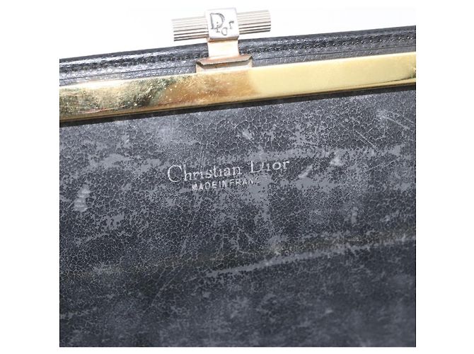 Borsa a tracolla Christian Dior Honeycomb Canvas PVC Nero Oro Auth ka4185 D'oro - vista 11