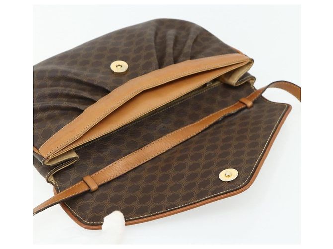 Céline Borsa a Spalla CELINE Macadam Canvas PVC Pelle Marrone Oro Auth 178221A D'oro - vista 10