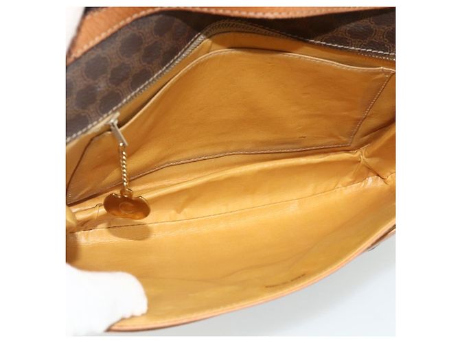 Céline Borsa a Spalla CELINE Macadam Canvas PVC Pelle Marrone Oro Auth 178221A D'oro - vista 11