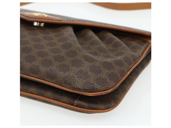 Céline Borsa a Spalla CELINE Macadam Canvas PVC Pelle Marrone Oro Auth 178221A D'oro - vista 14