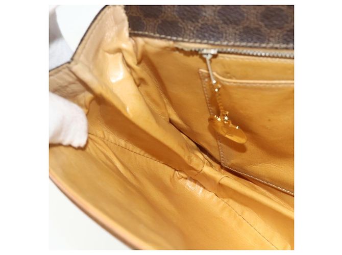 Céline Borsa a Spalla CELINE Macadam Canvas PVC Pelle Marrone Oro Auth 178221A D'oro - vista 18