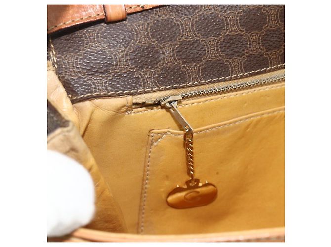 Céline Borsa a Spalla CELINE Macadam Canvas PVC Pelle Marrone Oro Auth 178221A D'oro - vista 19