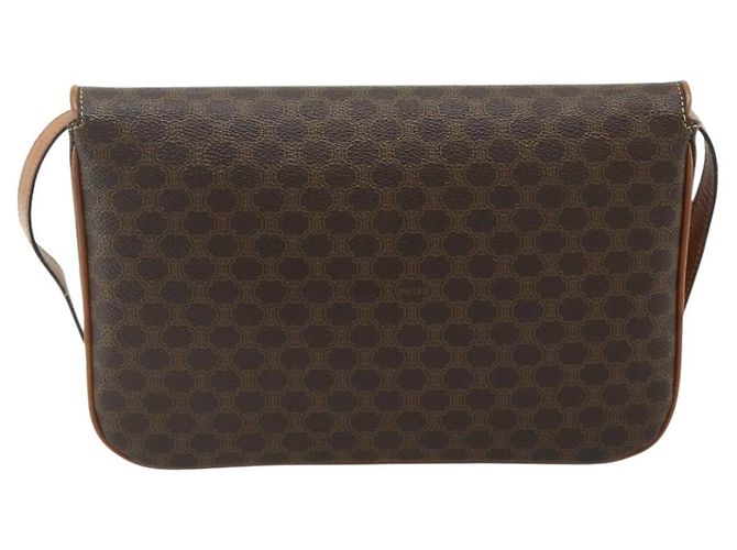 Céline Borsa a Spalla CELINE Macadam Canvas PVC Pelle Marrone Oro Auth 178221A D'oro - vista 2