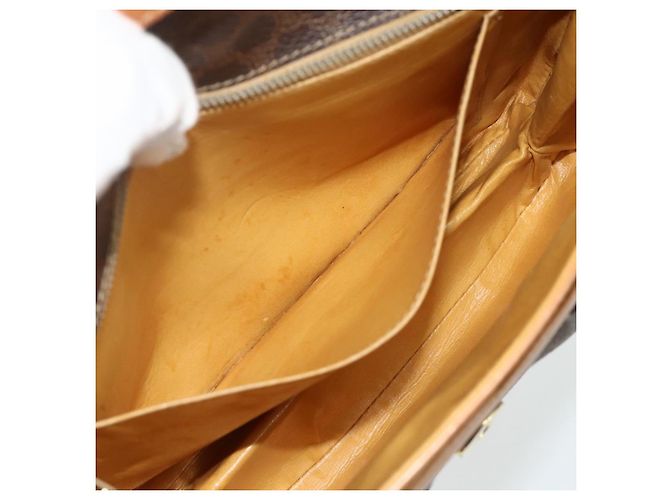 Céline Borsa a Spalla CELINE Macadam Canvas PVC Pelle Marrone Oro Auth 178221A D'oro - vista 20