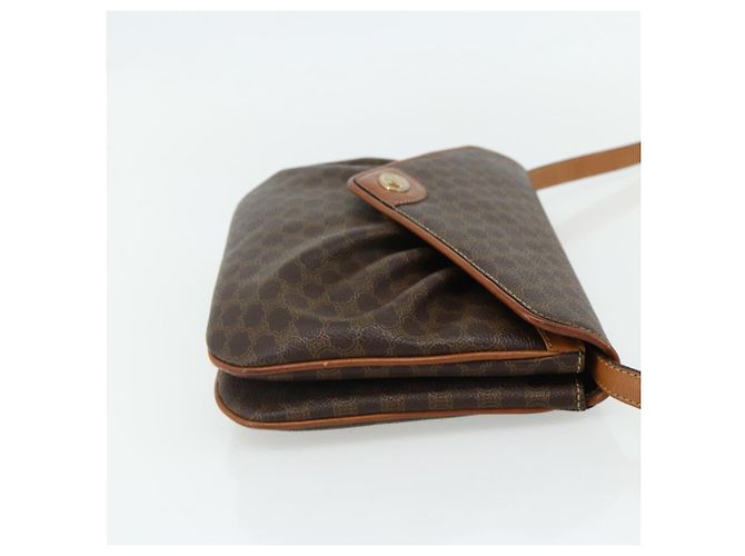 Céline Borsa a Spalla CELINE Macadam Canvas PVC Pelle Marrone Oro Auth 178221A D'oro - vista 4