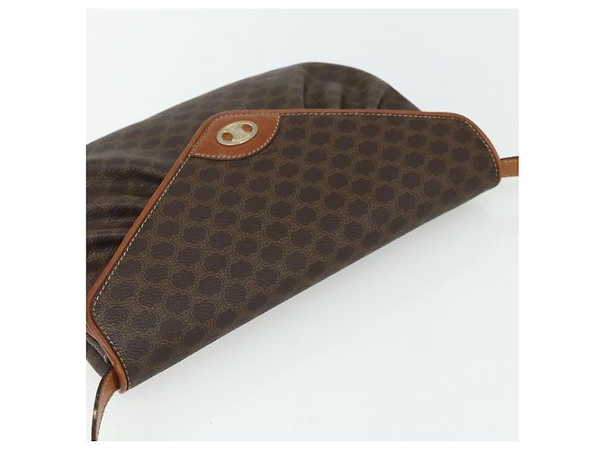 Céline Borsa a Spalla CELINE Macadam Canvas PVC Pelle Marrone Oro Auth 178221A D'oro - vista 6