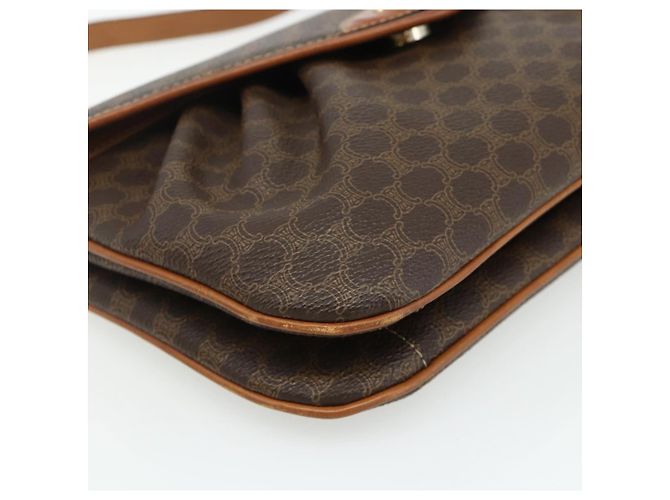 Céline Borsa a Spalla CELINE Macadam Canvas PVC Pelle Marrone Oro Auth 178221A D'oro - vista 9