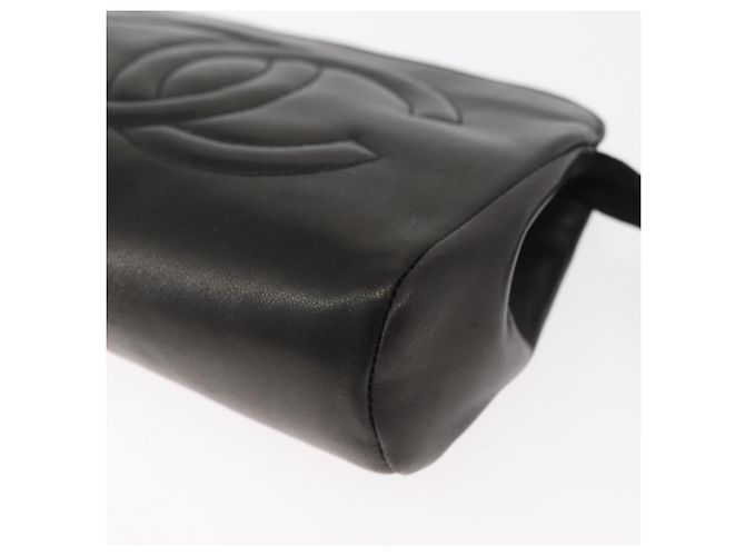 Pochette CHANEL in pelle di agnello nera e oro CC Auth bs35075 Nero D'oro - vista 14