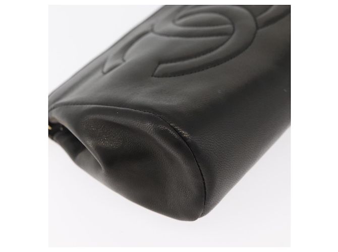 Pochette CHANEL in pelle di agnello nera e oro CC Auth bs35075 Nero D'oro - vista 7