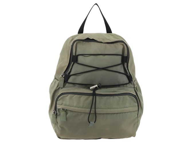 Sac à dos PRADA Nylon Khaki Silver Auth ka4156 Argenté Kaki - vue 13