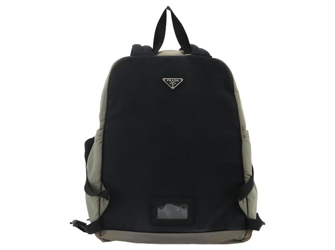 Sac à dos PRADA Nylon Khaki Silver Auth ka4156 Argenté Kaki - vue 2