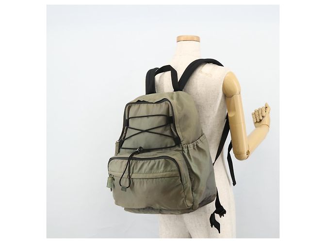 Sac à dos PRADA Nylon Khaki Silver Auth ka4156 Argenté Kaki - vue 24