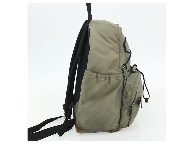 Sac à dos PRADA Nylon Khaki Silver Auth ka4156 Argenté Kaki - vue 3