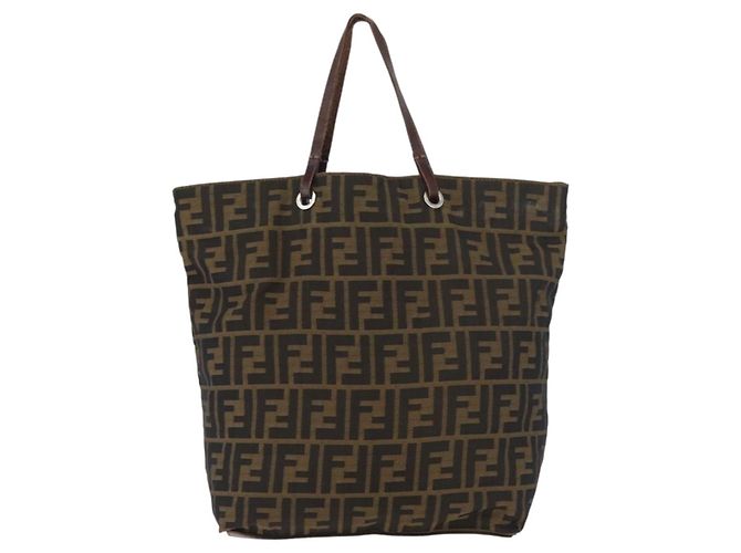 Borsa Tote FENDI Zucca Canvas Nero Marrone Auth bs35018 - vista 13