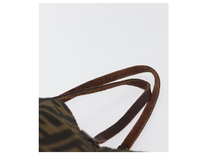 Borsa Tote FENDI Zucca Canvas Nero Marrone Auth bs35018 - vista 14