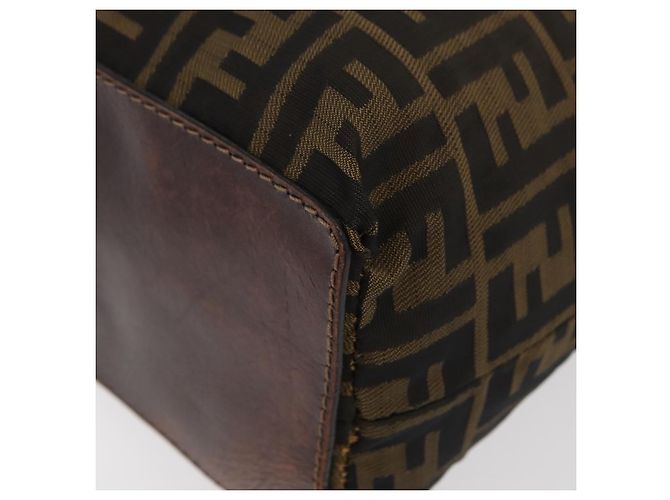 Borsa Tote FENDI Zucca Canvas Nero Marrone Auth bs35018 - vista 16