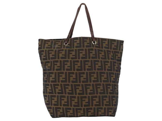 Borsa Tote FENDI Zucca Canvas Nero Marrone Auth bs35018 - vista 2