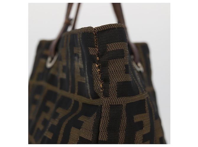 Borsa Tote FENDI Zucca Canvas Nero Marrone Auth bs35018 - vista 5