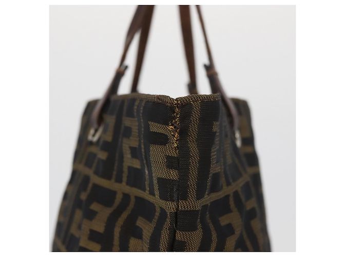 Borsa Tote FENDI Zucca Canvas Nero Marrone Auth bs35018 - vista 7