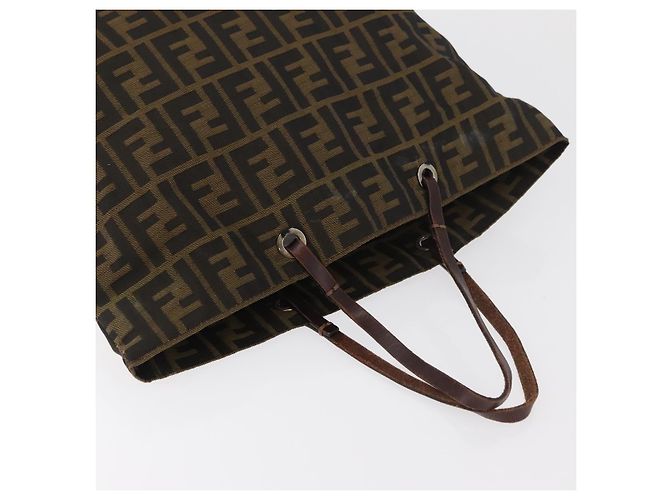 Borsa Tote FENDI Zucca Canvas Nero Marrone Auth bs35018 - vista 9