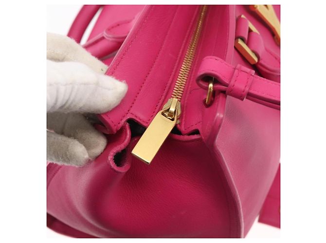 SAINT LAURENT Petit Cabas Hand Bag Leather 2way Pink Gold Auth 178276A Rosa D'oro - vista 10