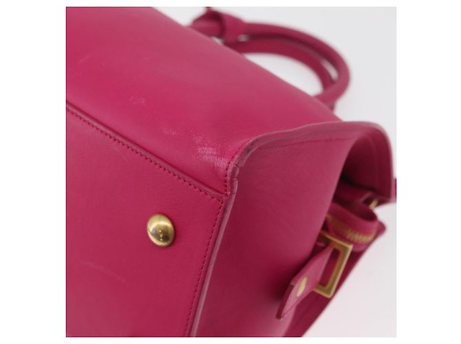 SAINT LAURENT Petit Cabas Hand Bag Leather 2way Pink Gold Auth 178276A Rosa D'oro - vista 16