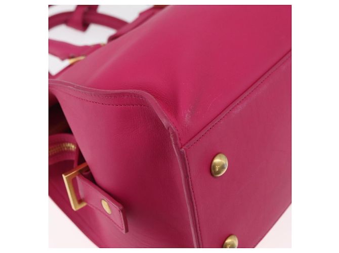 SAINT LAURENT Petit Cabas Hand Bag Leather 2way Pink Gold Auth 178276A Rosa D'oro - vista 17