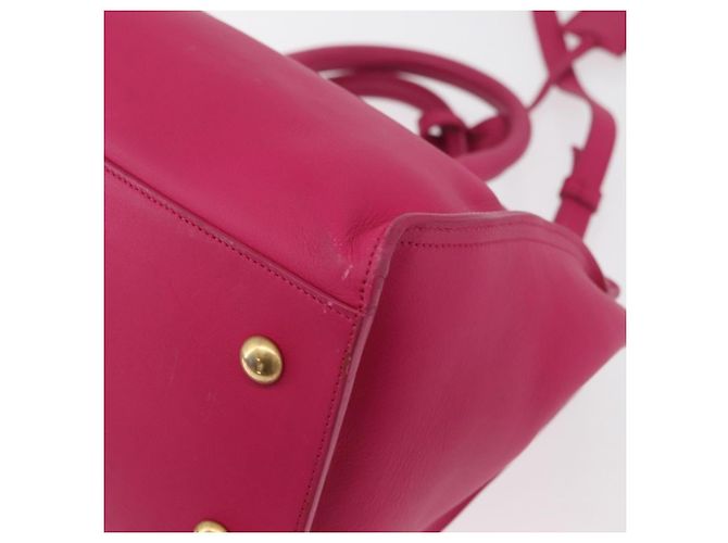 SAINT LAURENT Petit Cabas Hand Bag Leather 2way Pink Gold Auth 178276A Rosa D'oro - vista 18
