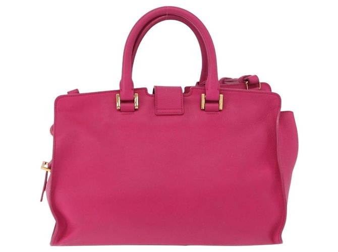 SAINT LAURENT Petit Cabas Hand Bag Leather 2way Pink Gold Auth 178276A Rosa D'oro - vista 2