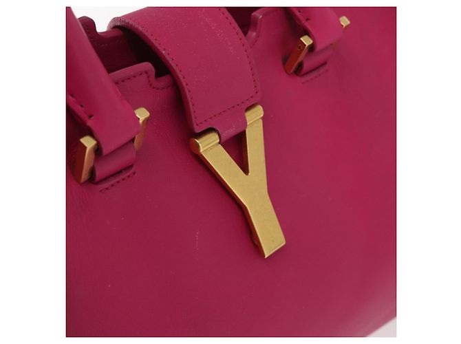 SAINT LAURENT Petit Cabas Hand Bag Leather 2way Pink Gold Auth 178276A Rosa D'oro - vista 20