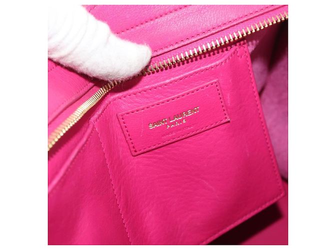 SAINT LAURENT Petit Cabas Hand Bag Leather 2way Pink Gold Auth 178276A Rosa D'oro - vista 21