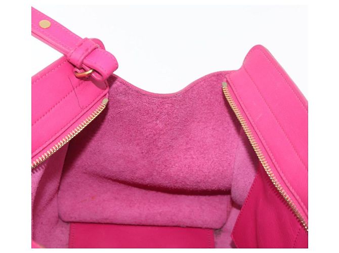 SAINT LAURENT Petit Cabas Hand Bag Leather 2way Pink Gold Auth 178276A Rosa D'oro - vista 23