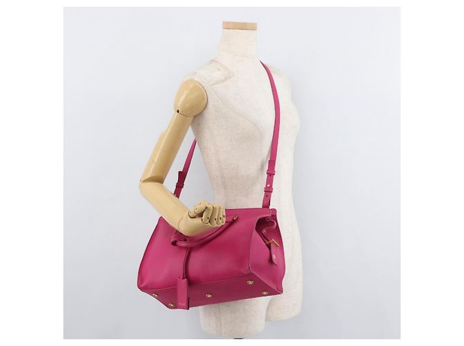 SAINT LAURENT Petit Cabas Hand Bag Leather 2way Pink Gold Auth 178276A Rosa D'oro - vista 25