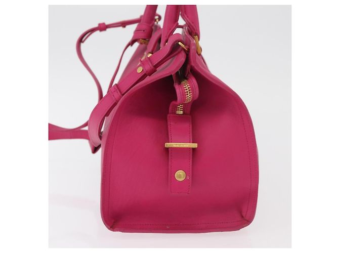 SAINT LAURENT Petit Cabas Hand Bag Leather 2way Pink Gold Auth 178276A Rosa D'oro - vista 3