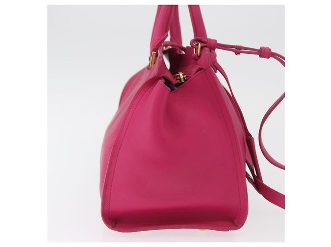 SAINT LAURENT Petit Cabas Hand Bag Leather 2way Pink Gold Auth 178276A Rosa D'oro - vista 4