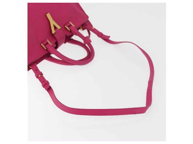 SAINT LAURENT Petit Cabas Hand Bag Leather 2way Pink Gold Auth 178276A Rosa D'oro - vista 8
