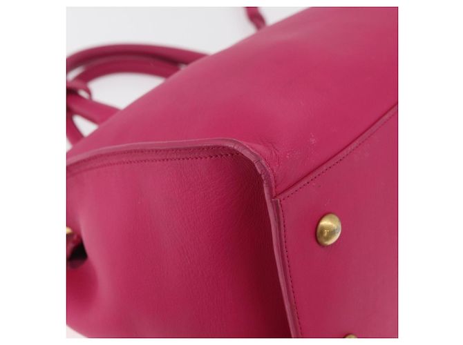 SAINT LAURENT Petit Cabas Hand Bag Leather 2way Pink Gold Auth 178276A Rosa D'oro - vista 9