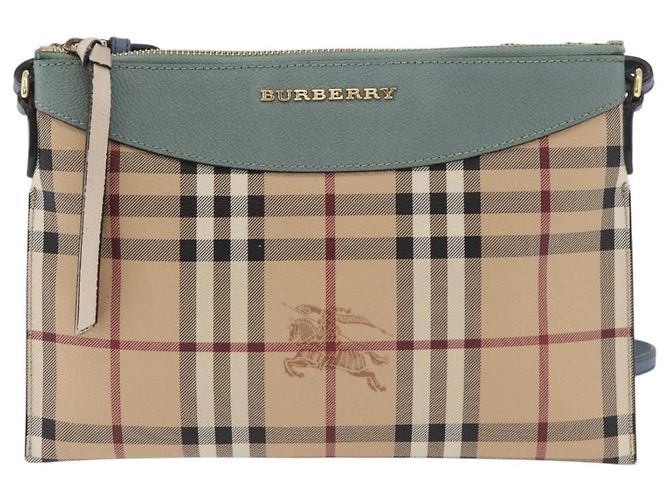 Borsa a tracolla BURBERRY Nova Check in PVC Beige Oro Auth 178990A D'oro - vista 13