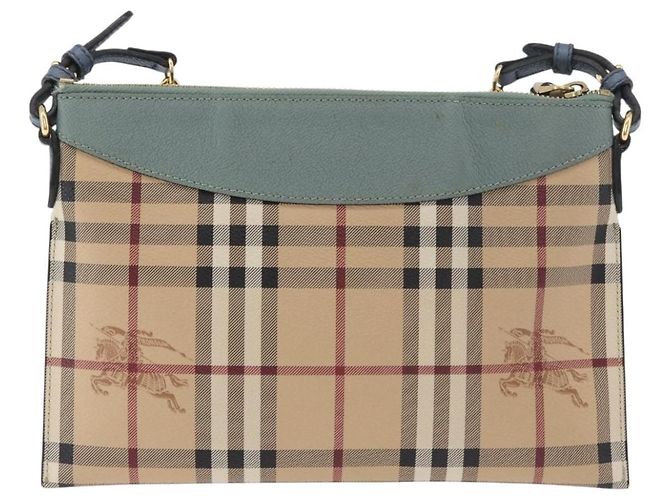 Borsa a tracolla BURBERRY Nova Check in PVC Beige Oro Auth 178990A D'oro - vista 2