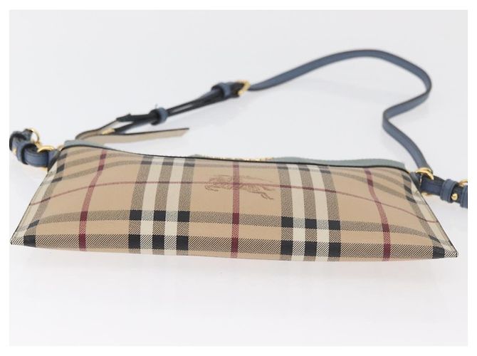 Borsa a tracolla BURBERRY Nova Check in PVC Beige Oro Auth 178990A D'oro - vista 5