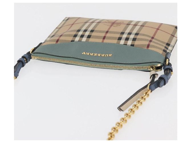 Borsa a tracolla BURBERRY Nova Check in PVC Beige Oro Auth 178990A D'oro - vista 6