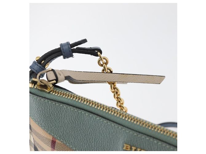 Borsa a tracolla BURBERRY Nova Check in PVC Beige Oro Auth 178990A D'oro - vista 9
