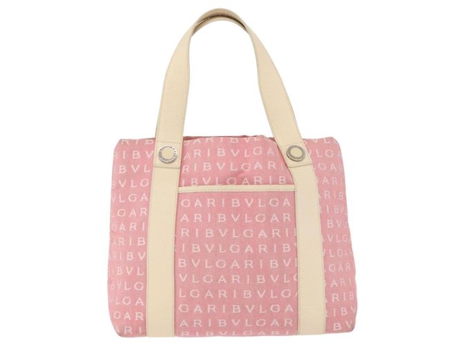 Bulgari Borsa BVLGARI Logo Mania Canvas Rosa Argento Auth 178503A - vista 13