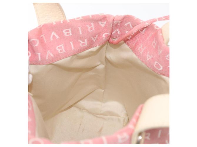 Bulgari Borsa BVLGARI Logo Mania Canvas Rosa Argento Auth 178503A - vista 19