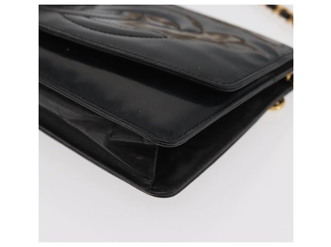 CHANEL COCO Mark Chain Shoulder Bag Pelle Vernice Nera Oro CC Auth 177451A Nero D'oro - vista 15